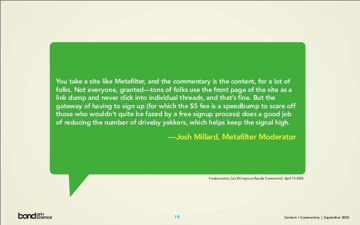 Content + Commentary: How Media Brands Invite, Manage, and Benefit From  User Commenting and Participation Online Slide 19