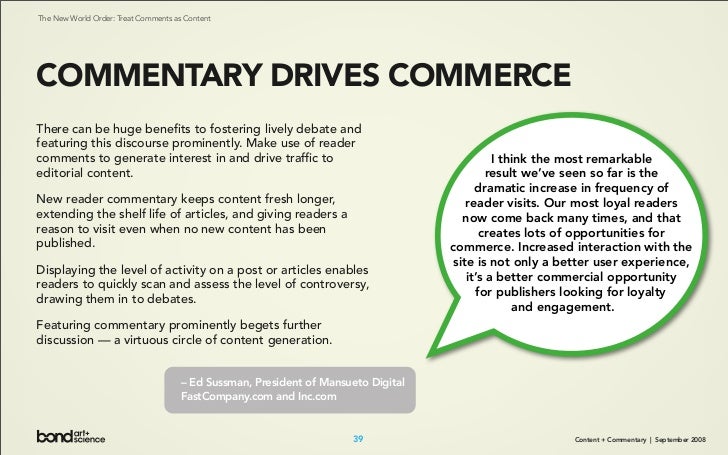 Content + Commentary: How Media Brands Invite, Manage, and Benefit From  User Commenting and Participation Online Slide 39