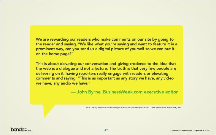 Content + Commentary: How Media Brands Invite, Manage, and Benefit From  User Commenting and Participation Online Slide 47