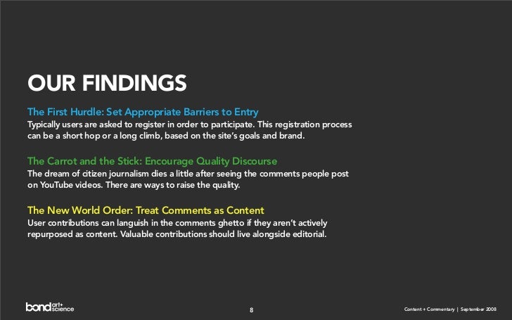 Content + Commentary: How Media Brands Invite, Manage, and Benefit From  User Commenting and Participation Online Slide 8