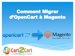 Comment Migrer
d’OpenCart à Magento
 