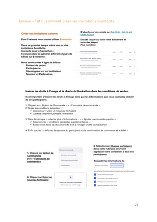 22
Annexe – Tuto : comment créer ses invitations Eventbrite
 