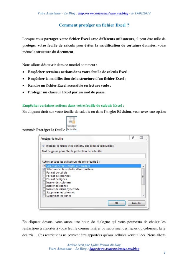 Comment Proteger Un Fichier Excel