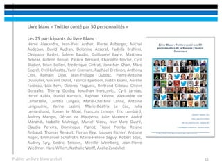 Livre blanc « Twitter conté par 50 personnalités » 
Les 75 participants du livre Blanc : 
Hervé Alexandre, Jean-Yves Arche...