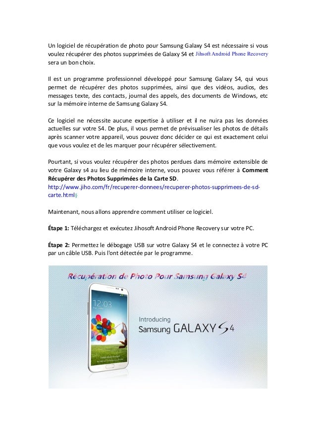 Comment Recuperer Des Photos Supprimees De Samsung Galaxy S4