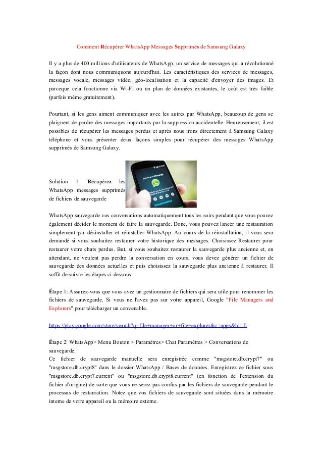 Comment Recuperer Whats App Messages Supprimes De Samsung Galaxy