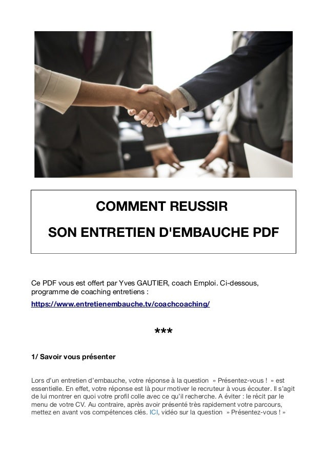 Comment réussir son entretien d'embauche PDF