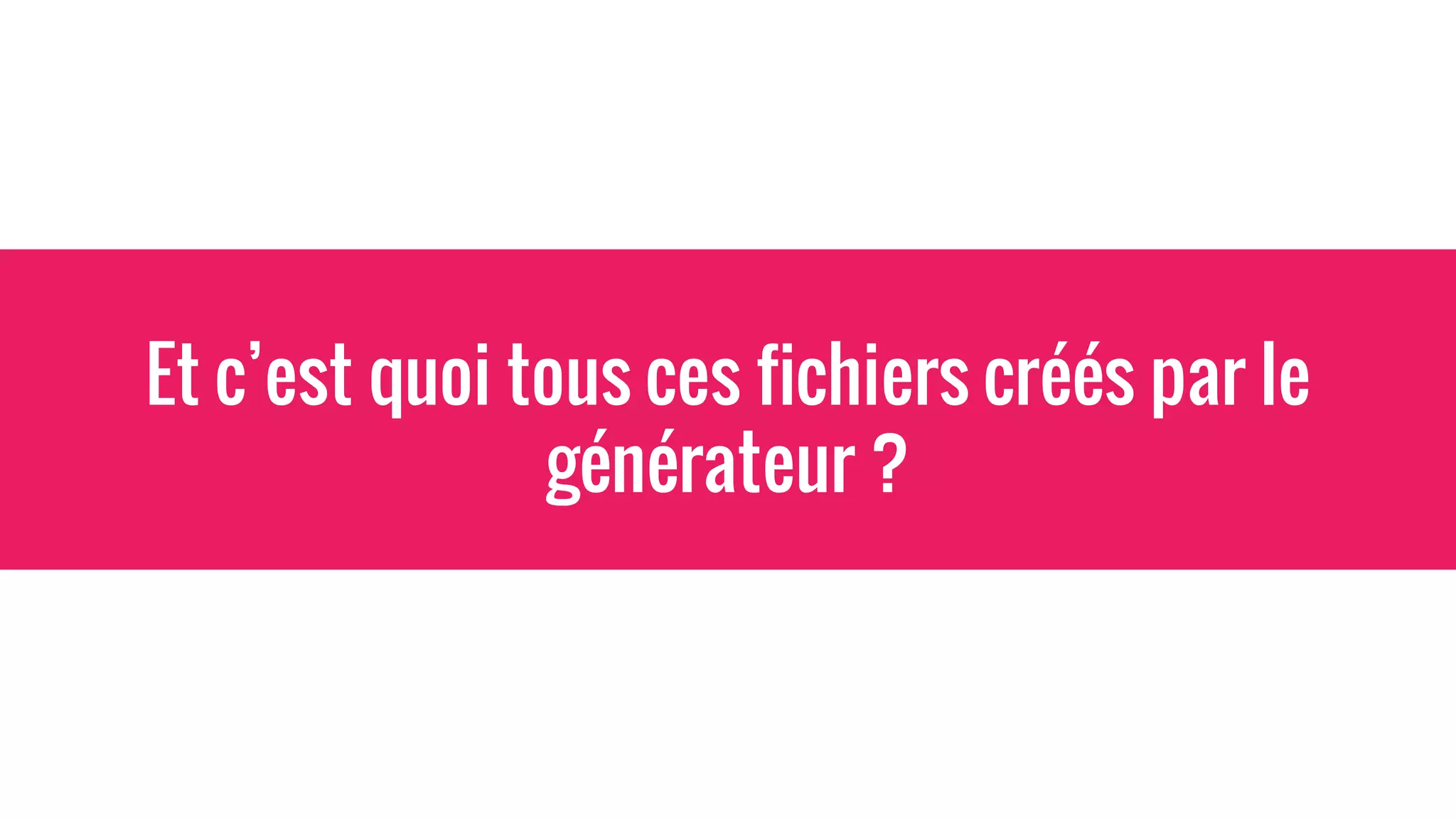 Et c’est quoi tous ces fichiers créés par le
générateur ?
 