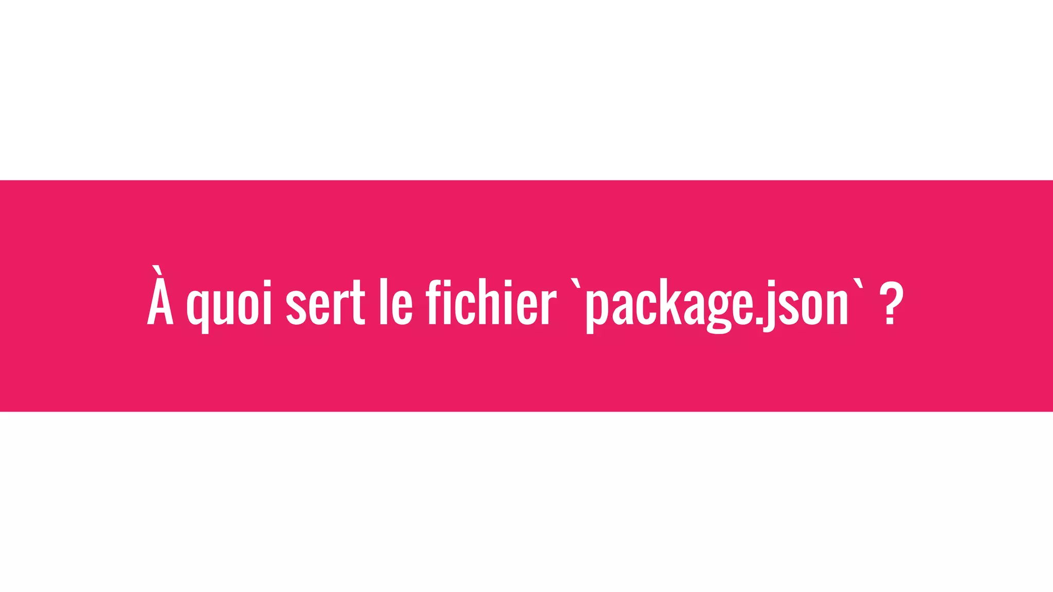 À quoi sert le fichier `package.json` ?
 