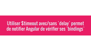 Utiliser $timeout avec/sans `delay` permet
de notifier Angular de vérifier ses `bindings`
 