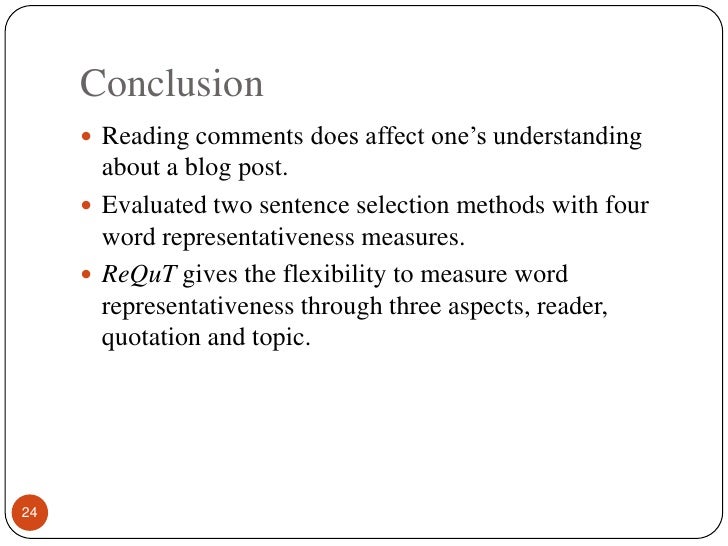 Comments oriented blog summarization by sentence extraction