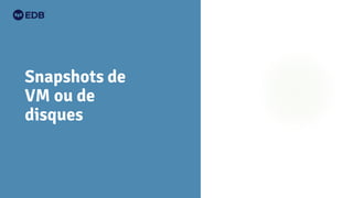 Snapshots de
VM ou de
disques
 