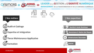 | Nos expertises| Nos métiers
Audit et Cadrage
Expertise et Intégration
Formation
Tierce Maintenance Applicative
07/06/2016
Quels sont nos métiers ?
Introduction 5
 