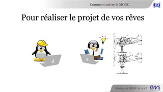 Comment suivre le MOOC 
Pour réaliser le projet de vos rêves 
Monter un MOOC de A à Z 
 