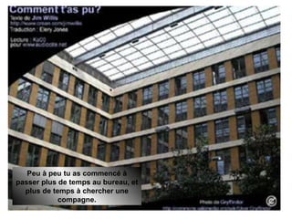 Peu à peu tu as commencé à passer plus de temps au bureau, et plus de temps à chercher une compagne. 