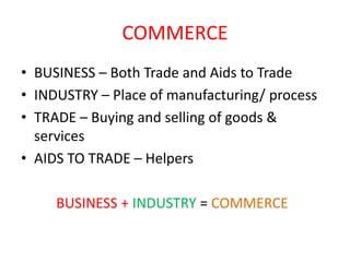 Introduction To Commerce introduction to Commerce for school students Dr.S.Manikandan | PPTX