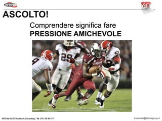 Comprendere significa fare
PRESSIONE AMICHEVOLE
ASCOLTO!
 