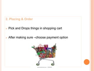 2. Placing & Order
Pick and Drops things in shopping cart
After making sure –choose payment option