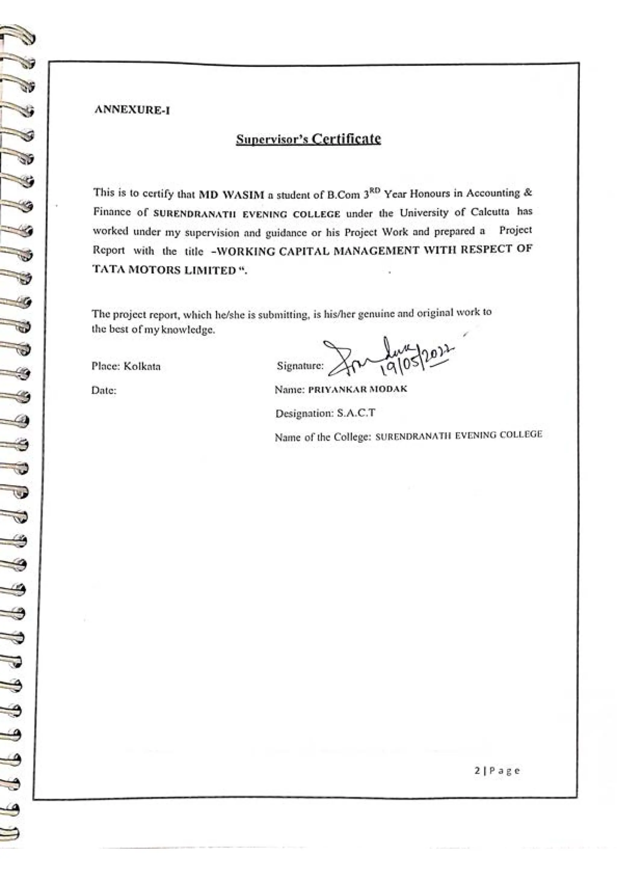 Commerce Project on tata company sample with all details | PDF