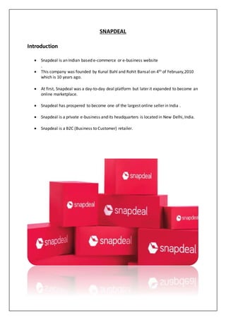 E-business,Methods, Function, Formation, Risk, Resources,etc- SNAPDEAL ...