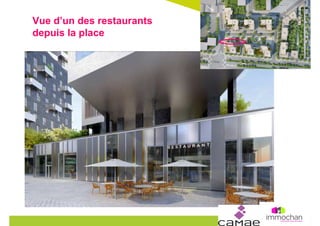 Vue d’un des restaurants
depuis la place
 