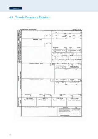58
ANNEXES
4.3	 Titre de Commerce Extérieur
64
4.3 -­	
  Titre	
  de	
  Commerce	
  Extérieur	
  
Tunisie-FR.indd 58 08/03/2019 14:53
 