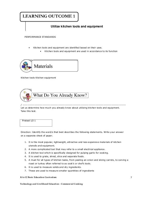 commercial cooking learning module