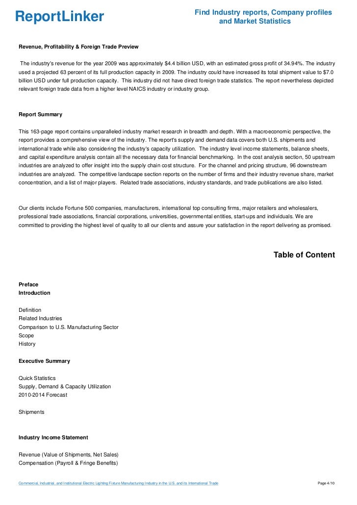 Commercial, Industrial, and Institutional Electric Lighting Fixture Manufacturing Industry in