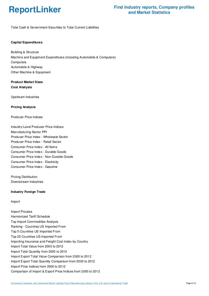 Commercial, Industrial, and Institutional Electric Lighting Fixture Manufacturing Industry in