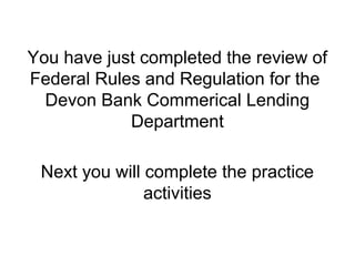 Commercial lending