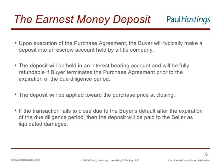 earnest money escrow agreement