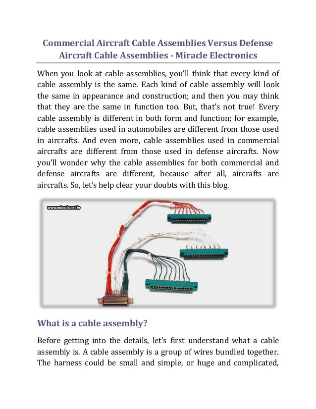Commercial aircraft cable assemblies versus defense aircraft cable