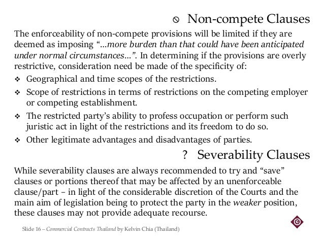 typical non compete clause