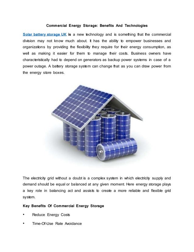 Commercial Energy Storage Benefits And Technologies