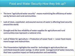 12/09/11 Presentation is copyright of ISH, India Food and Water Security-How they link up? 