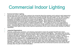 Commercial Indoor Lighting  ,[object Object],[object Object],[object Object],[object Object],[object Object]