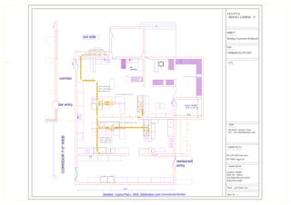 CORRIDOR
7'-0"
WIDE
corridor
bar entry
out side
restaurant
entry
pot
washing
6
COLD STORE
10'-0" x 7'-0"
3'-6"
10'-0"
7'-0"
2'
37'-21
2"
Detailed : Layout Plan ( GAS Distribution Line) Commercial Kitchen
2'-6"
I.K.G.P.T.U
MOHALI CAMPUS - II
SUBJECT -
Building Construction & Material
Topic -
COMMERCIAL KITCHEN
TOPIC -
DETAILED LAYOUT PLAN -
LPG GAS DISTRIBUTION LINE
DR. (AR.) MD.Fuzail Javid
DR. Shikha Aggarwal
SUBMITTED TO -
GAURAV VERMA
ROLL NO. - 1818226
9TH SEMESTER (5TH YEAR)
B'ARCHITECTURE
SUBMITTED BY -
Dated - 31st October '2022
Sheet No - 1
NOTES -
Gas bank System
2+2 Manifold System
Under Ground
Floor Mounted
Gas Pipe Line
Under Ground
Floor Mounted
Gas Pipe Line
LPG Connection Point
LPG Connection Point
 
