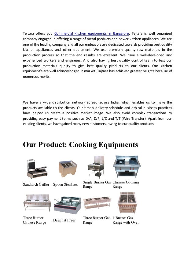 Commercial kitchen equipment in bangalore