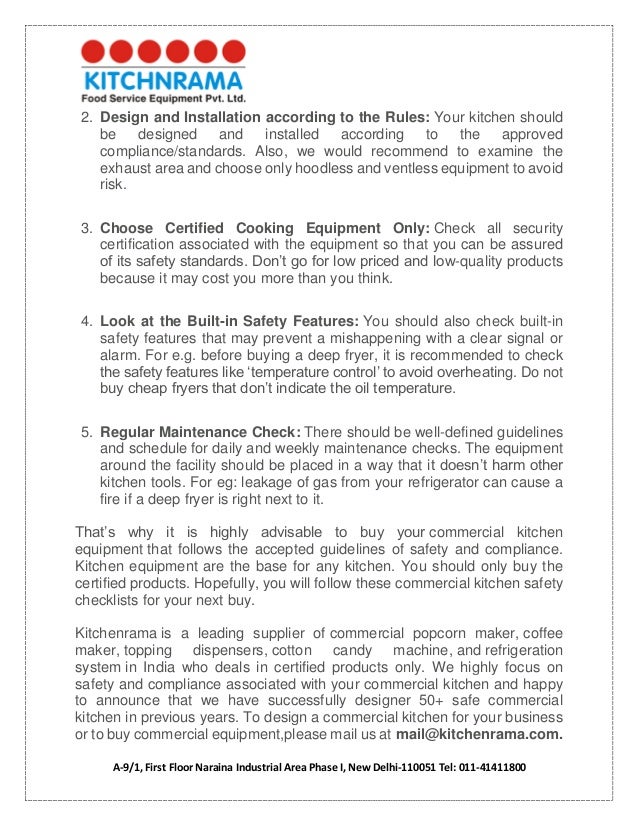 Commercial Kitchen Safety Checklist 5 Tips to Reduce Risk