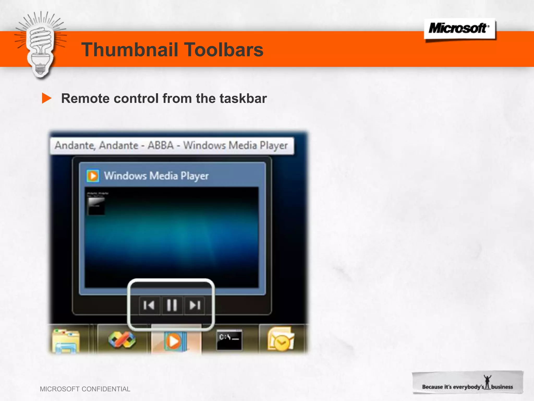 Thumbnail ToolbarsRemote control from the taskbar