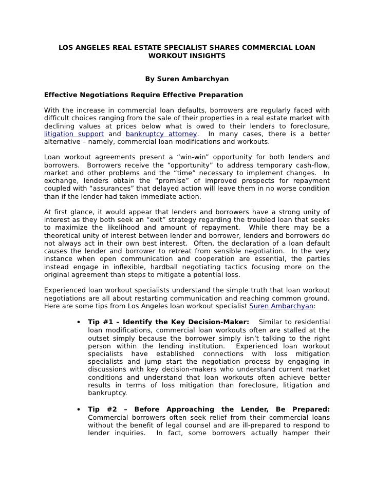 Law Offices of ALG and Associates Commercial loan workout