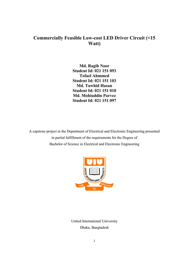 Commercially feasible low cost led driver circuit (15 watt).1 | PDF