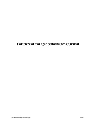 Job Performance Evaluation Form Page 1
Commercial manager performance appraisal
 