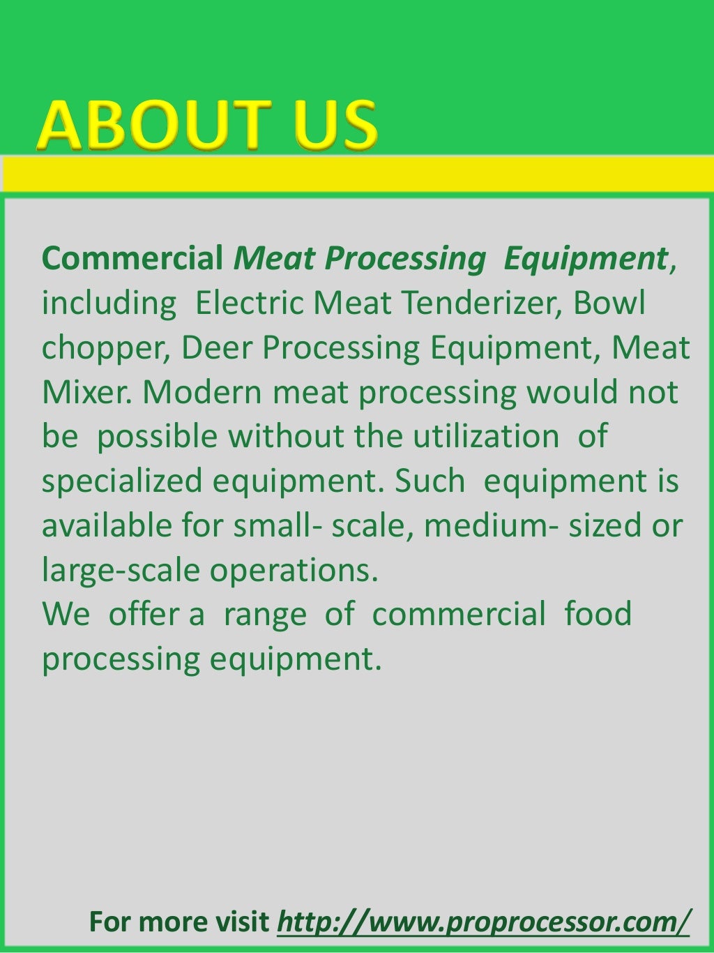 Commercial meat processing equipment