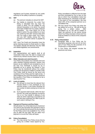 Pd Insurance Sample Pen Underwriting Commercial Motor Insurance PDS | PDF