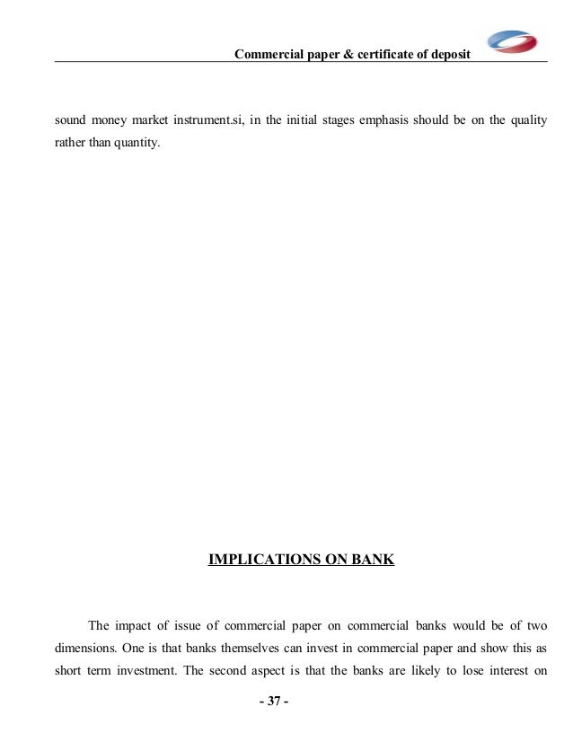 commercial papers and certificate of deposit examples of certificate of deposit
