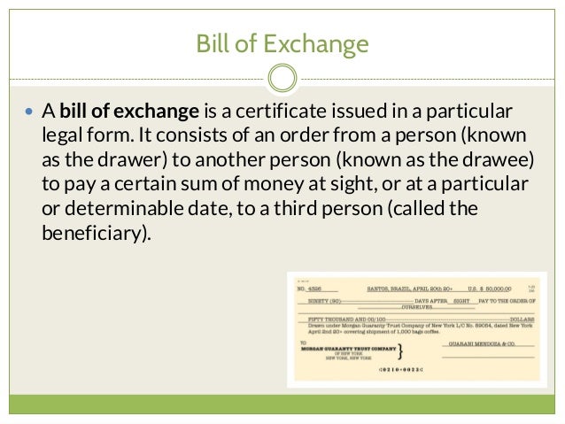 commercial papers bank cards bill of exchange form