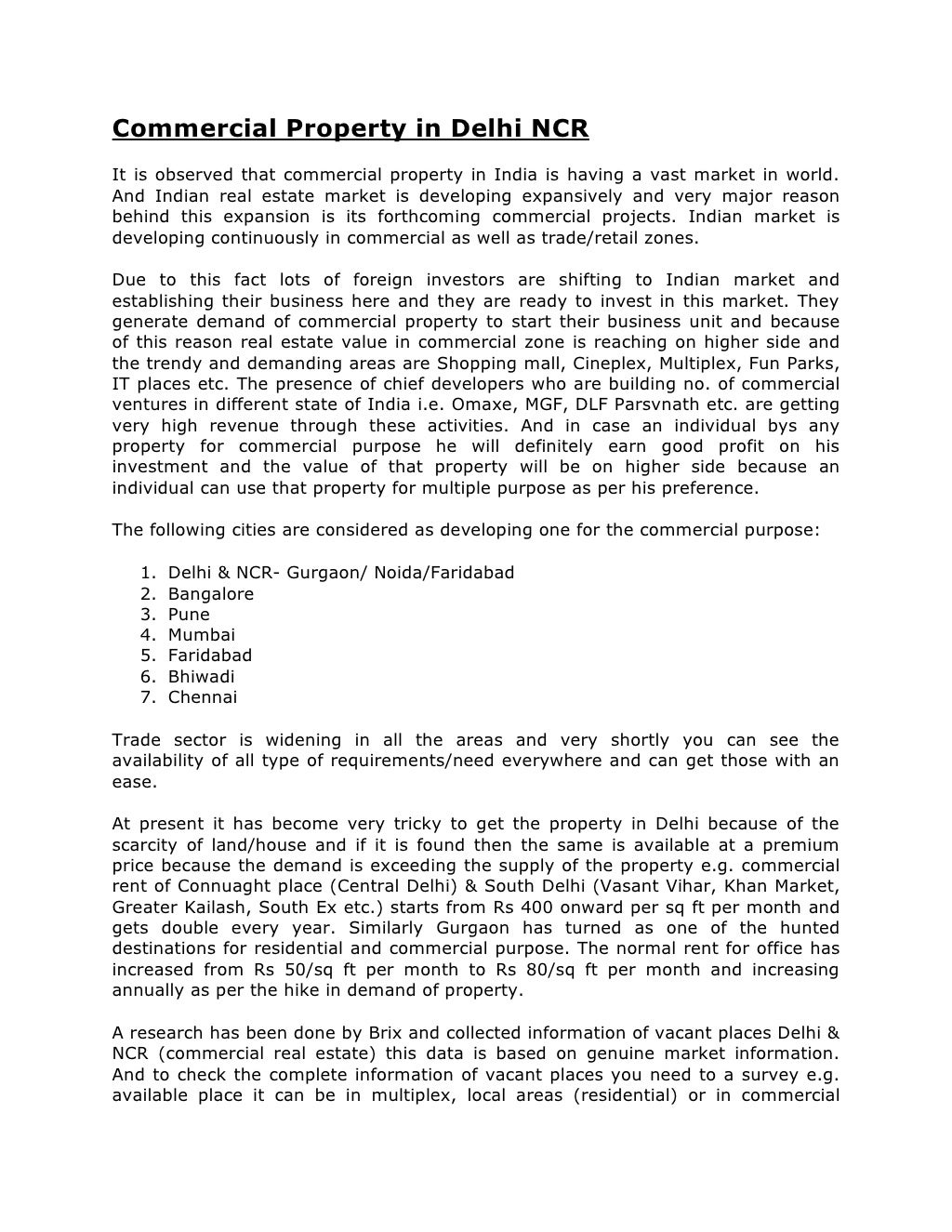 Commercial Property In Delhi Ncr