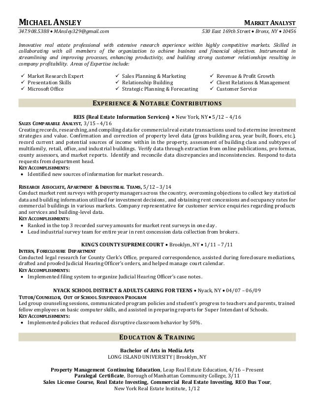 real estate professional resumes