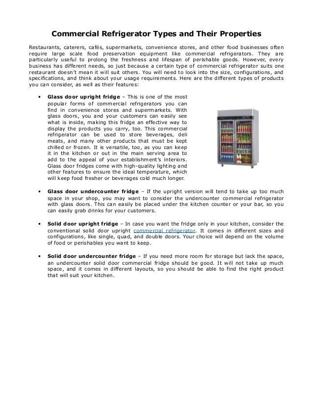 Commercial Refrigerator Types and Their Properties